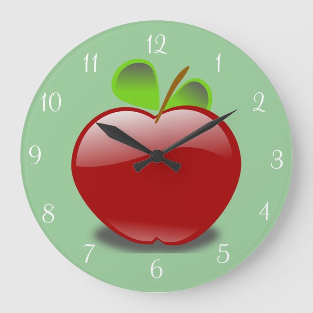 Red Apple Round Wall Clock (Front)