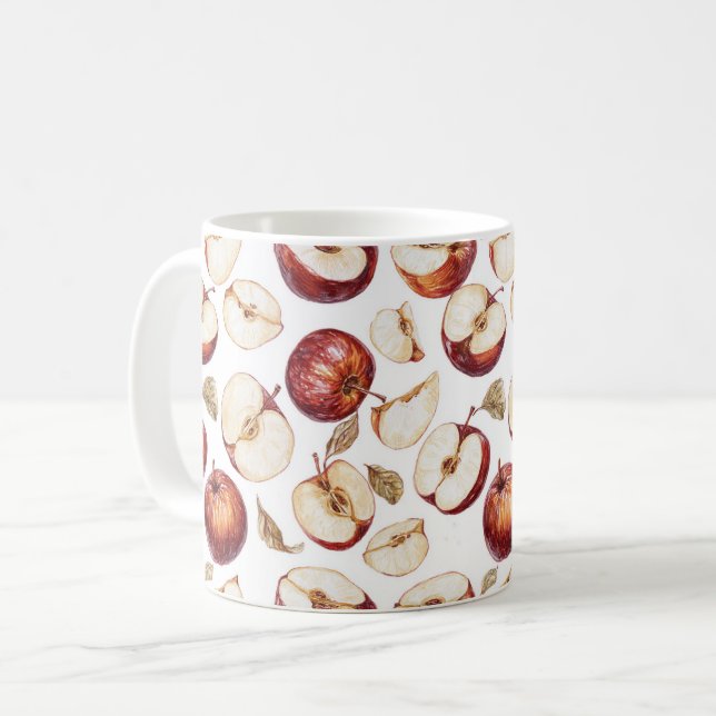 Red Apple Slices Fruit Coffee Mug (Front Left)