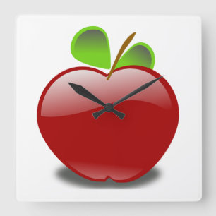 Red Apple Square Wall Clock