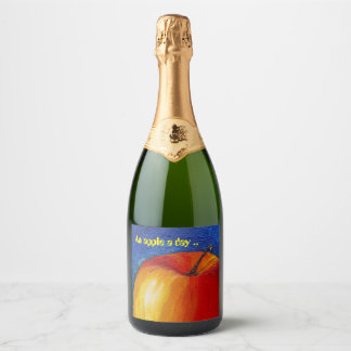 Red Apple - Still Life Painting Sparkling Wine Label