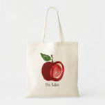 Red Apple Teacher Add Name Tote Bag<br><div class="desc">Personalise this tote bag featuring an artistic red apple.  Perfect for a teacher or anyone who loves apples!</div>