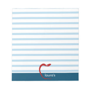 Red Apple Teacher Personalised Blue lines Notepad