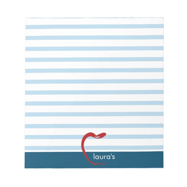 Red Apple Teacher Personalised Blue lines Notepad (Front)