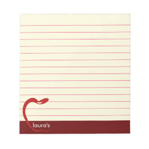 Red Apple Teacher Personalised Classic Lines Ruled Notepad