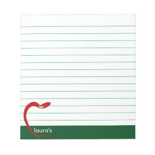Red Apple Teacher Personalised Classic Lines Ruled Notepad