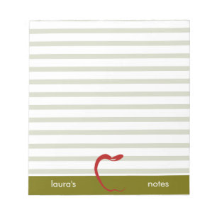 Red Apple Teacher Personalised Green lines Notepad