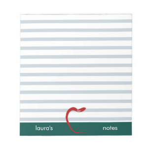 Red Apple Teacher Personalised Green lines Notepad