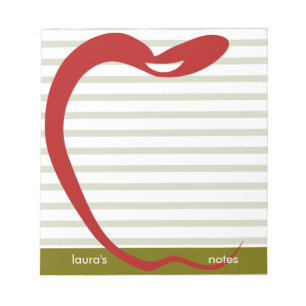 Red Apple Teacher Personalised Green lines Notepad