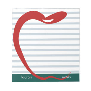Red Apple Teacher Personalised Green lines Notepad