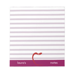 Red Apple Teacher Personalised Pink lines Notepad