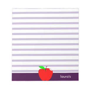 Red Apple Teacher Personalised Purplelines Memopad Notepad