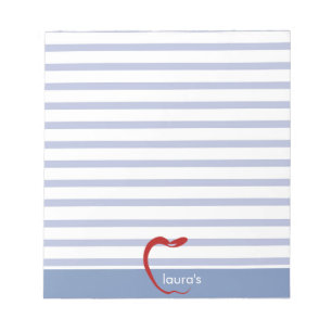 Red Apple Teacher Personalised Striped Memopad Notepad