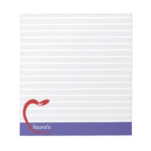 Red Apple Teacher Personalised Striped  Notepad
