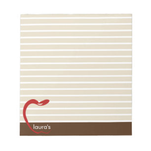 Red Apple Teacher Personalised Striped  Notepad