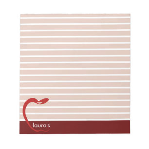 Red Apple Teacher Personalised Striped  Notepad