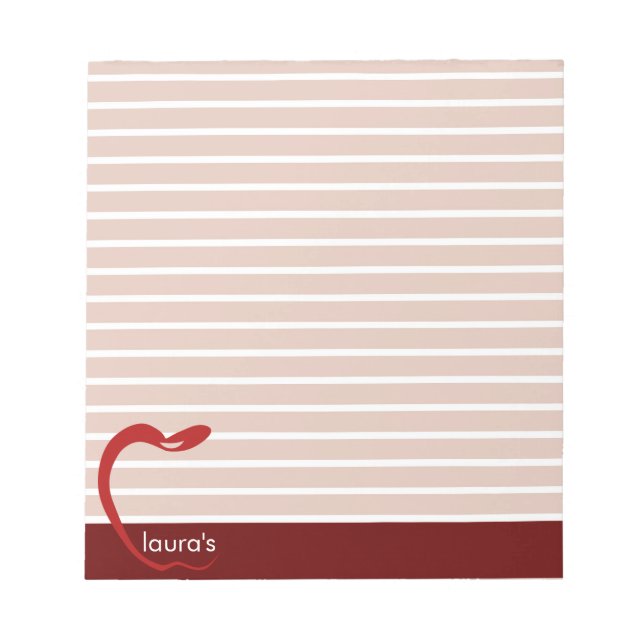 Red Apple Teacher Personalised Striped  Notepad (Front)