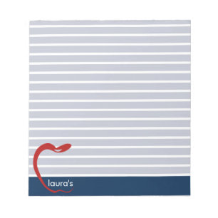 Red Apple Teacher Personalised Striped  Notepad