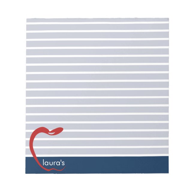 Red Apple Teacher Personalised Striped  Notepad (Front)