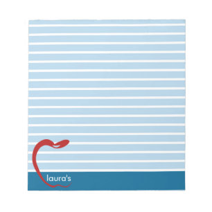 Red Apple Teacher Personalised Striped  Notepad