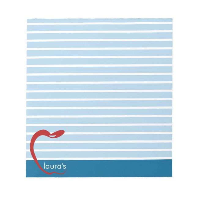 Red Apple Teacher Personalised Striped  Notepad (Front)