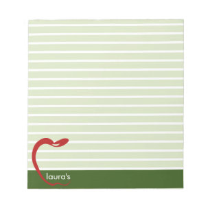 Red Apple Teacher Personalised Striped  Notepad