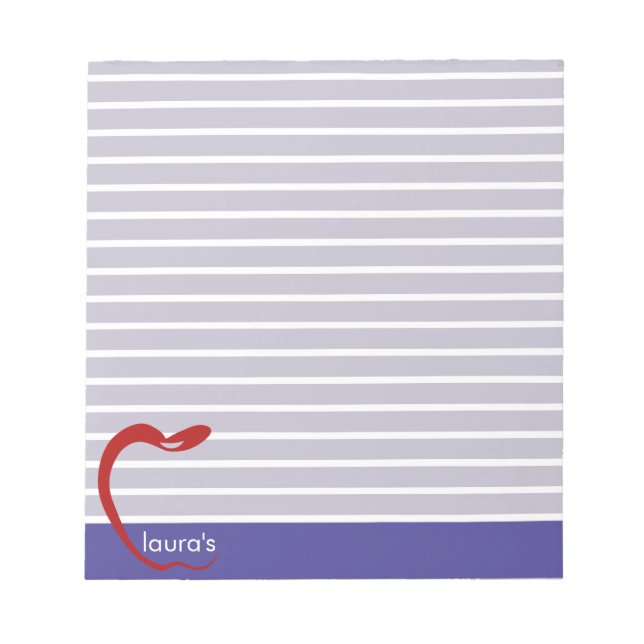 Red Apple Teacher Personalized Striped  Notepad (Front)