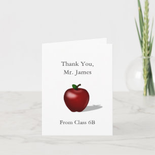 Red Apple "Thank You Teacher" Personalised Message Thank You Card