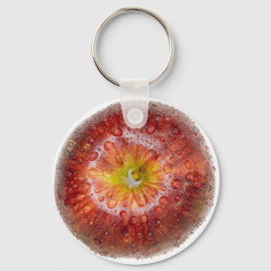 Red apple top view key ring