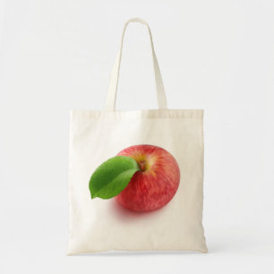 Red apple top view tote bag