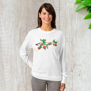 Red Apple Tree Branch Fresh Fruit and Green Leaves T-Shirt