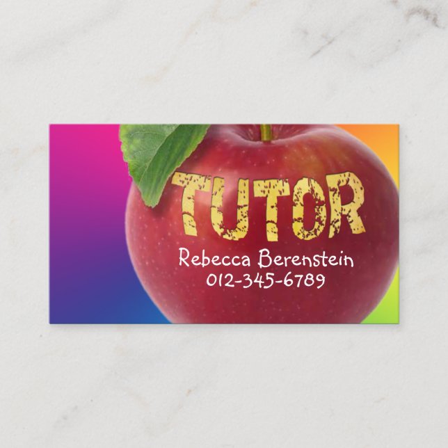 Red Apple Tutor Red Blue Business Card (Front)