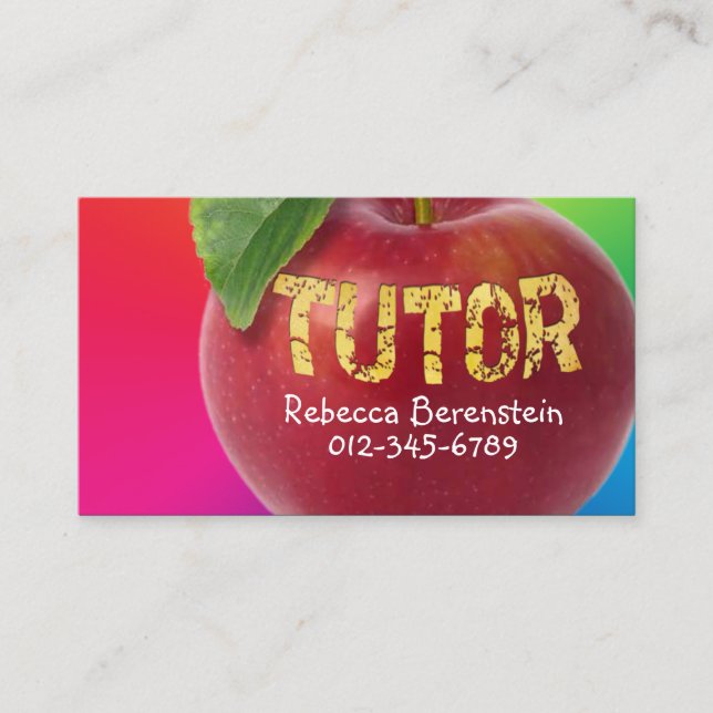 Red Apple Tutor Red Pink Business Card (Front)