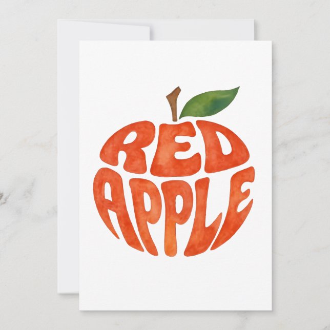 Red Apple Typography Art, Apple Thank You Card (Front)