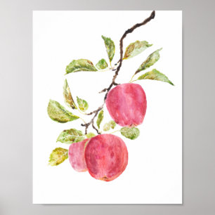 red apple  watercolor  poster