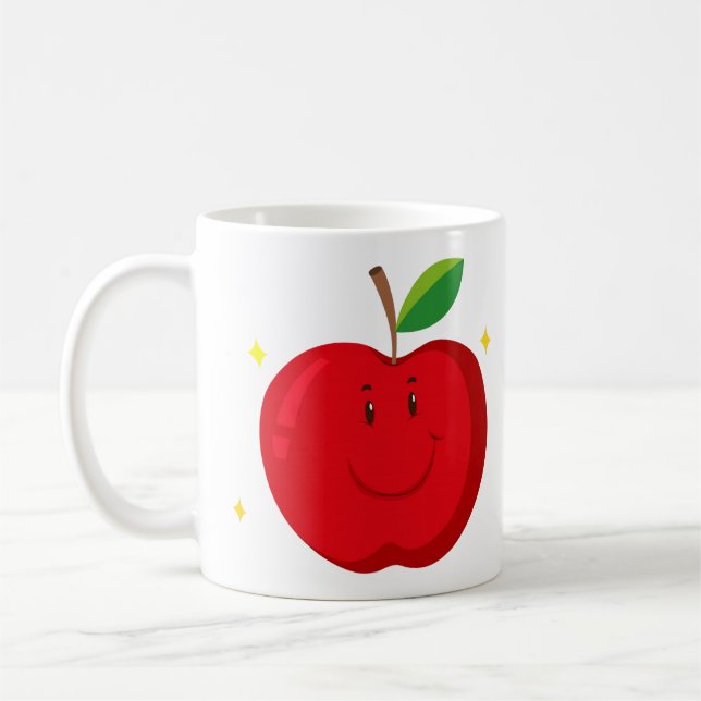 Red Apple with Happy Face Coffee Mug (Left)