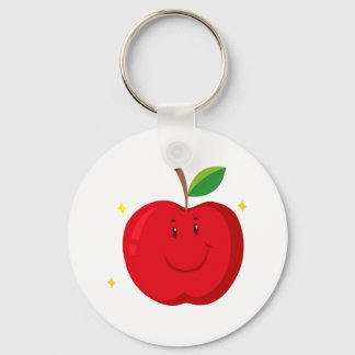Red Apple with Happy Face Key Ring