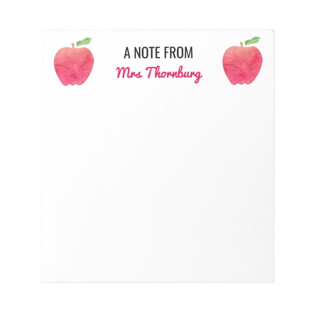 Red Apples A Note From Teacher Personalised (Front)