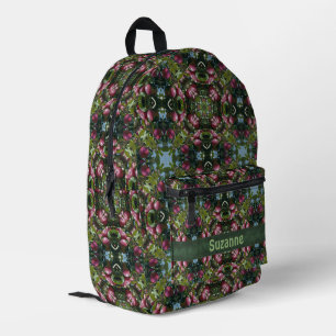 Red Apples Abstract Pattern Personalised Printed Backpack