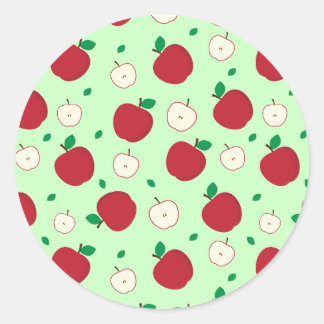 Red Apples and Halved Apples Classic Round Sticker
