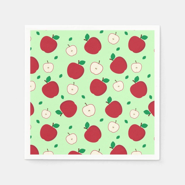 Red Apples and Halved Apples Napkins (Front)