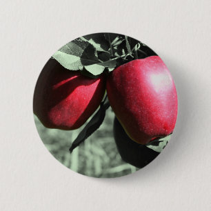Red Apples Black And White Button