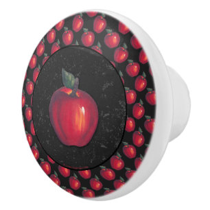 Red Apples Black Ceramic Knob