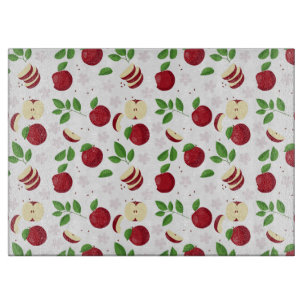 Red Apples, Blossoms & Greenery Pattern Cutting Board