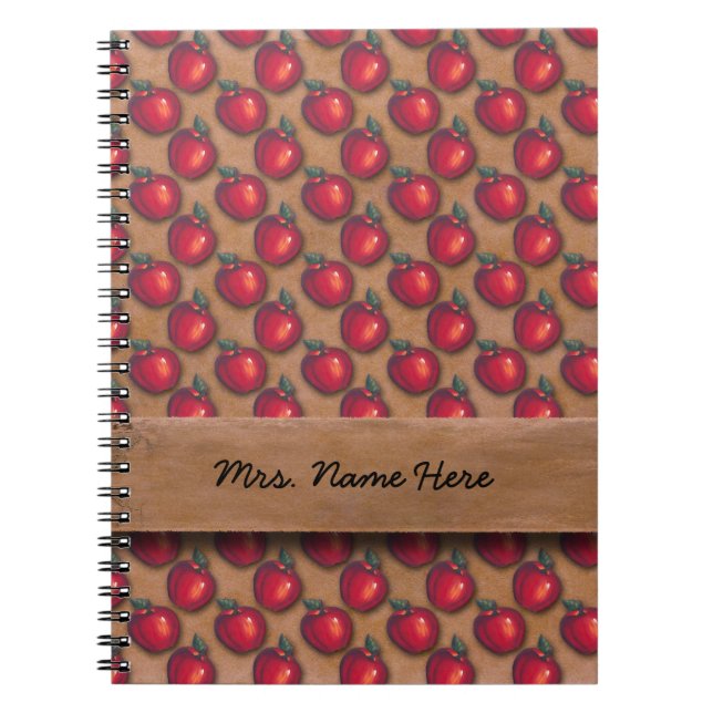 Red Apples Brown Spiral Notebook (Front)