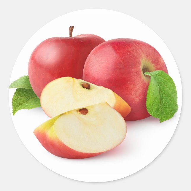 Red apples classic round sticker (Front)