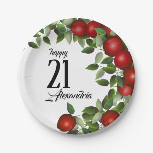 Red Apples Fruit   Birthday Paper Plate