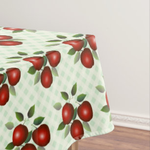 Red Apples Fruit Gingham Tablecloth