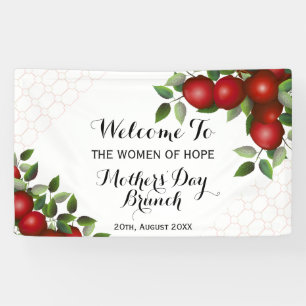 Red Apples Fruit on Trellis Banquet Banner