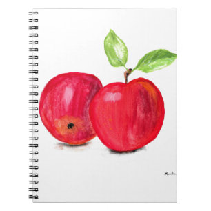 Red apples fruity painting gardener gift spiral notebook