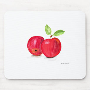 Red apples fruity watercolor teacher gift mouse pad